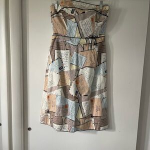 J Crew Letter Print Strapless Dress